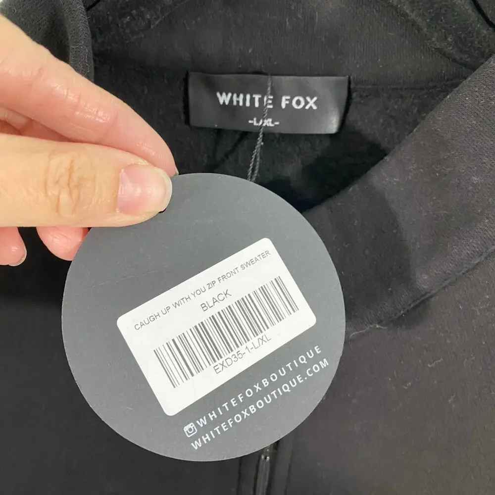 White Fox Boutique Black Sweatshirt with Pink Lettering - Picture 9 of 9